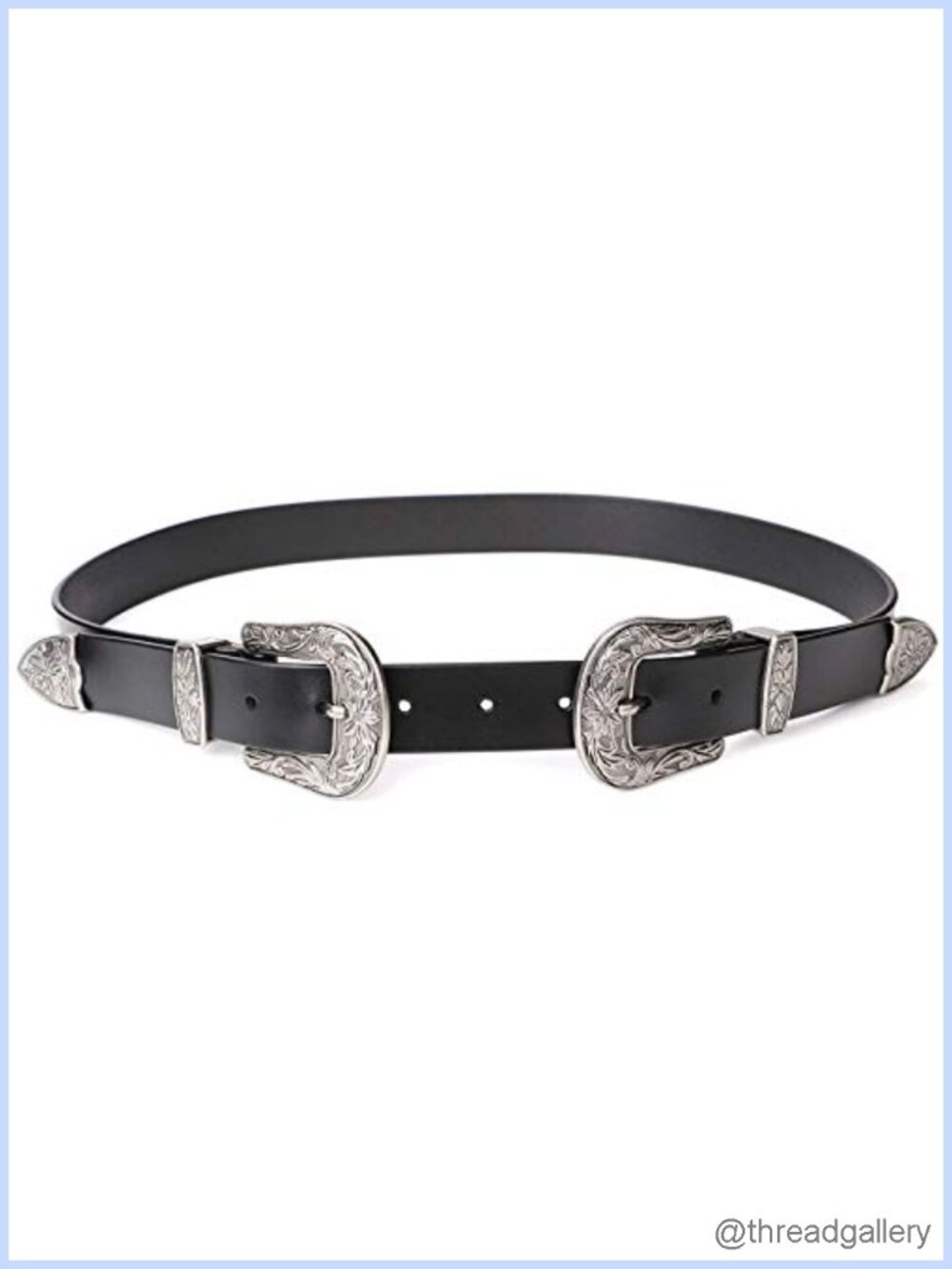 Double Buckle Western Belt Adjustable Leather for Jeans Dresses